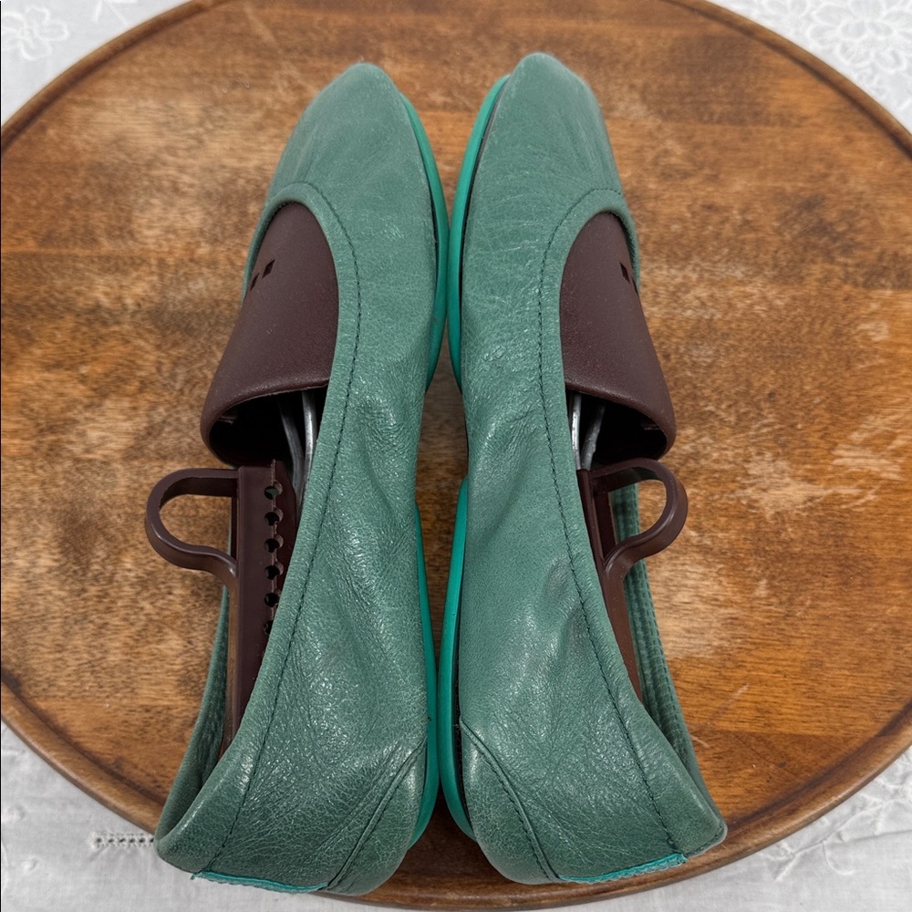 Tieks Shoes Wm 8 Green Leather Flats Foldable Travel Commute Teacher Work - Picture 8 of 14
